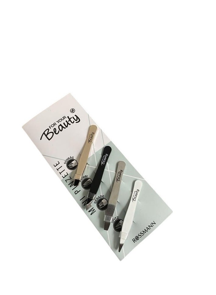 ROSSMANN German Brand -Mini Tweezers Set- 4 Pieces - Made in Germany with Reusable Case - Image 2