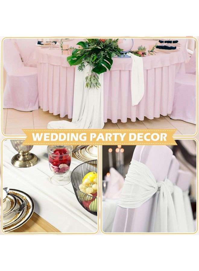 Chumia 24 Pack Chiffon Table Runners Romantic Sheer Table Decorations Long Tulle Runner for Wedding Bridal Shower Party Supplies Decor, 118 x 12 Inches (White) - Image 4