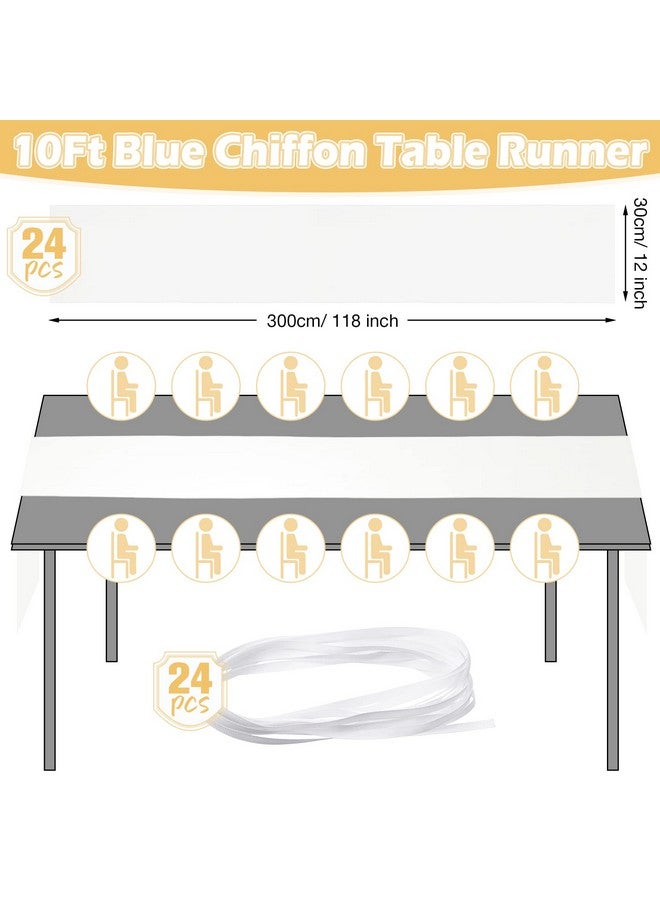 Chumia 24 Pack Chiffon Table Runners Romantic Sheer Table Decorations Long Tulle Runner for Wedding Bridal Shower Party Supplies Decor, 118 x 12 Inches (White) - Image 2