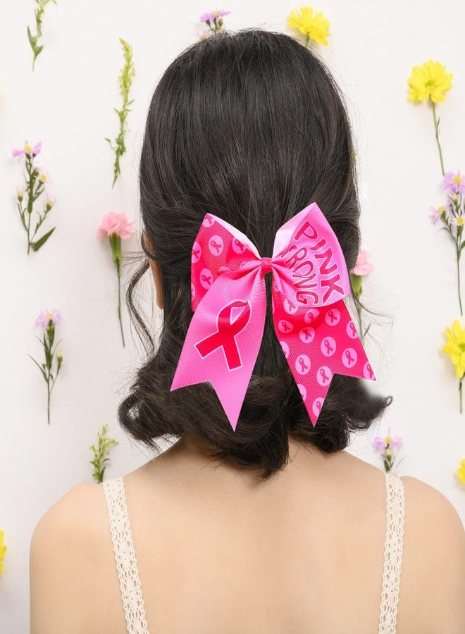SARATA Pink Ribbon Hair Scrunchies & Bows - Breast Cancer Awareness 2PCS Non Slip Elastic Ponytail Holders - Image 4