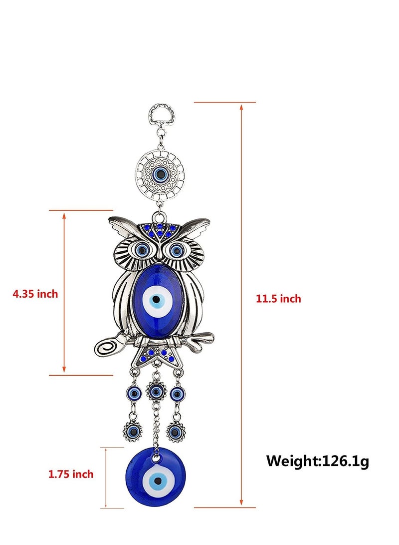 Captaintech Wall Hanging, Lucky Owl Hanging Evil Eye Pendant Decoration, Ornament Amulet for Car, Home and Office for Protection and Blessing 11.7 Inches - Image 2