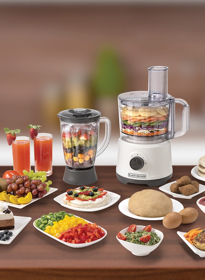 BLACK+DECKER Food Processor, 800W, 24 Functions With 2L Bowl, 1.5L Blender Jar, Stainless Steel Slicing, Shredding Disc, Chopper Blade, Dough Maker, Whisk, 2-Speed Control With Pulse 1.5 L 800 W FX822-B5 White - Image 4