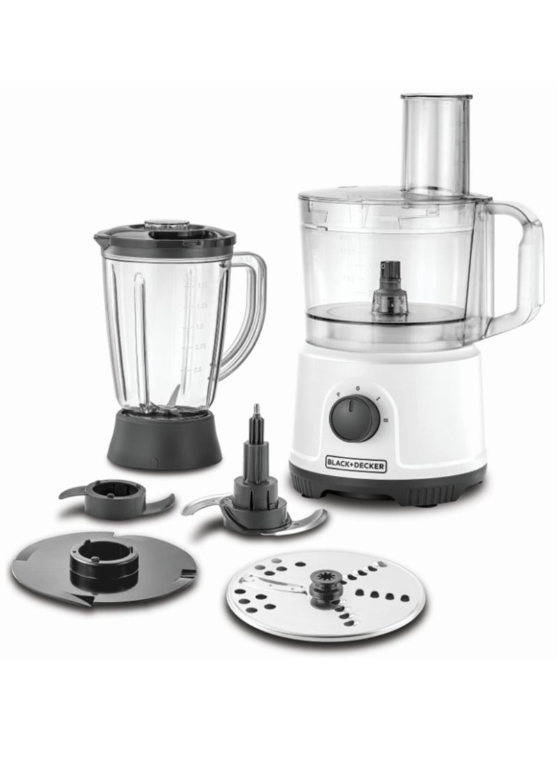 BLACK+DECKER Food Processor, 800W, 24 Functions With 2L Bowl, 1.5L Blender Jar, Stainless Steel Slicing, Shredding Disc, Chopper Blade, Dough Maker, Whisk, 2-Speed Control With Pulse 1.5 L 800 W FX822-B5 White - Image 2