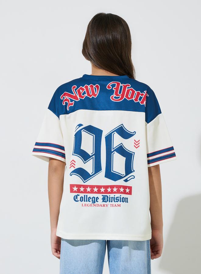 Styli Teen Girls Color Block Printed Oversized T-Shirt - Image 4