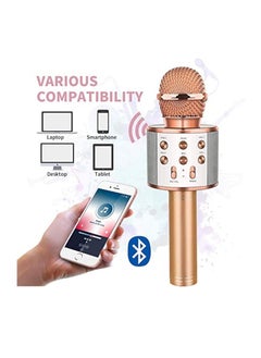 Yuwell Wireless Bluetooth Karaoke Microphone, 3-in-1 Portable Handheld Mic Speaker for All Smartphones Gifts For Girls Kids Wireless Speaker With Microphone WS-858 Rose Gold  - Image 3