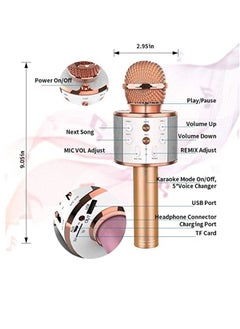 Yuwell Wireless Bluetooth Karaoke Microphone, 3-in-1 Portable Handheld Mic Speaker for All Smartphones Gifts For Girls Kids Wireless Speaker With Microphone WS-858 Rose Gold  - Image 2