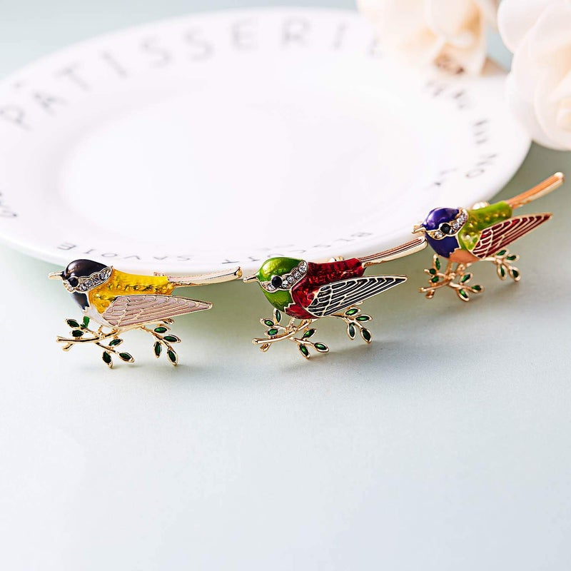 Woerda Fashion Cute Crystal Swallow Brooches Pin Bird Shape Corsage Jewelry (3PCS) - Image 5