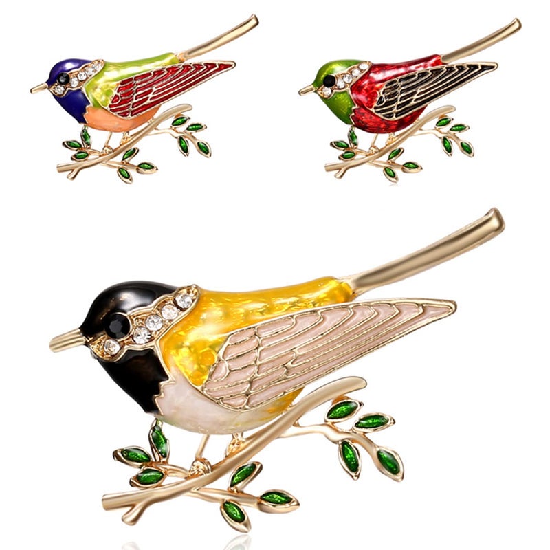 Woerda Fashion Cute Crystal Swallow Brooches Pin Bird Shape Corsage Jewelry (3PCS) - Image 1