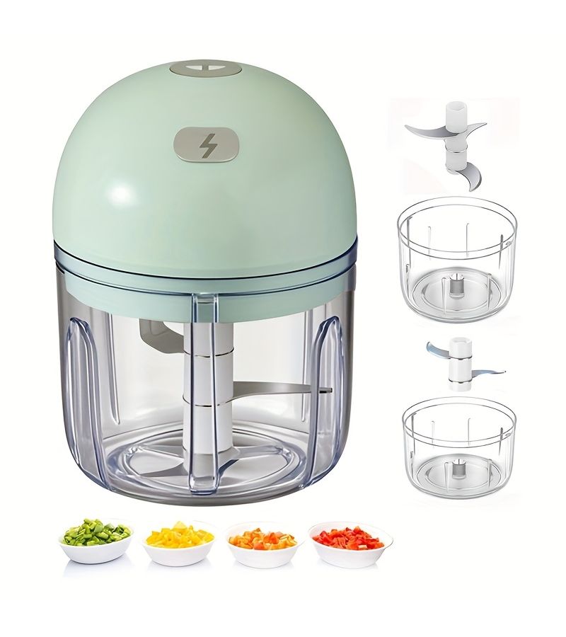 Portable Wireless Mini Food Blender Green USB Rechargeable Electric Chopper for Mixing Grinding 500mAh Outdoor - Image 4