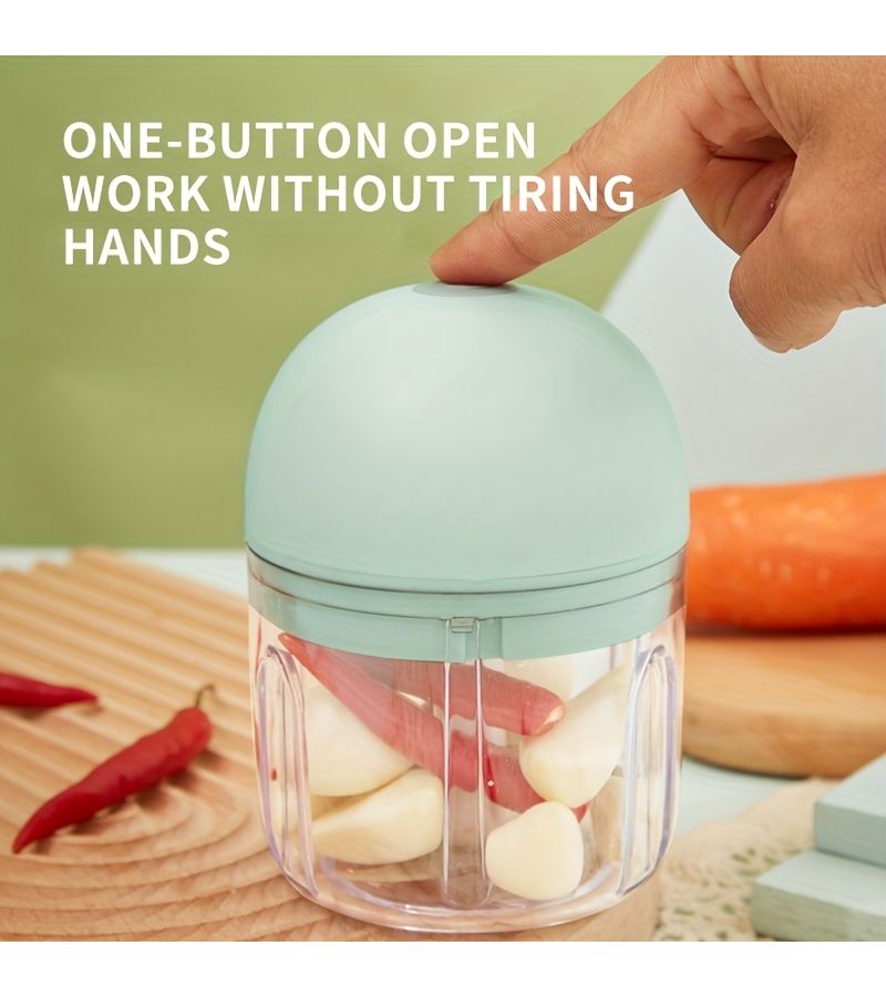 Portable Wireless Mini Food Blender Green USB Rechargeable Electric Chopper for Mixing Grinding 500mAh Outdoor - Image 1