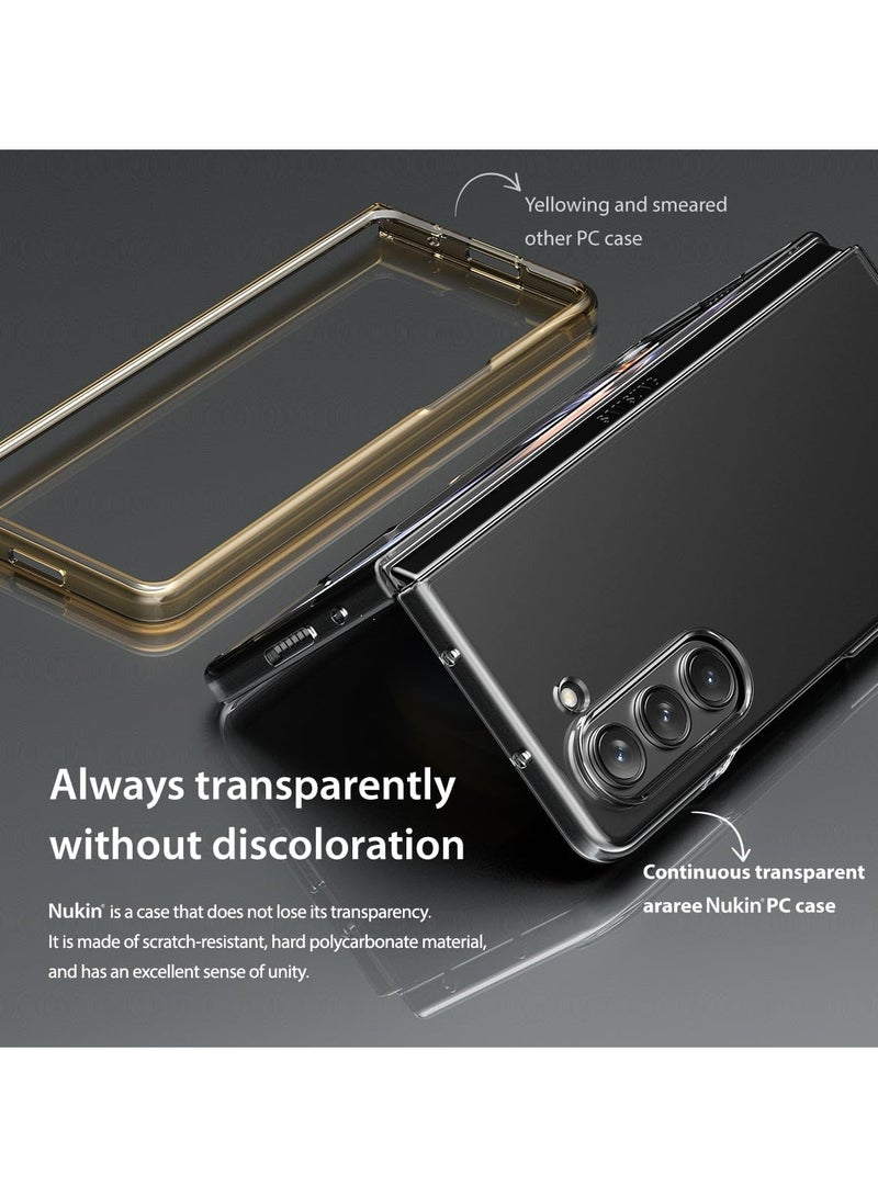 أراري Nukin Samsung Galaxy Z Fold 5 Case Clear Case Cover Transparent Ultra Thin Cover Slim Sturdy Scratchproof Hard PC Phone Case Minimalist Solid Sleek Designed for Galaxy Z Fold 5 5G - Clear - Image 4