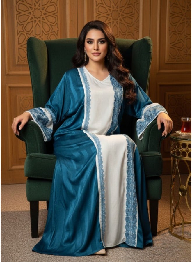 Women's embroidered linen abaya – for going out and receiving guests – luxurious and comfortable – elegant design for veiled women - Image 2