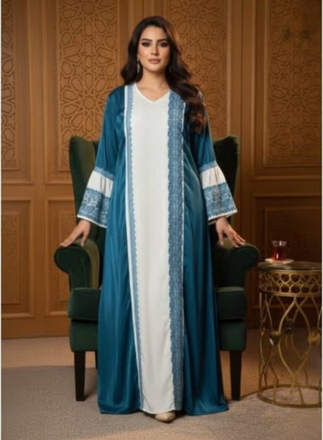 Women's embroidered linen abaya – for going out and receiving guests – luxurious and comfortable – elegant design for veiled women - Image 3
