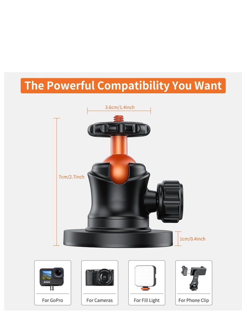 Excefore - Magnet Camera Mount for GoPro,Magnetic Mount Base Stand with 1/4"-20 Thread Camera Mount with 360° Ball Head for Car Body with GoPro Max Hero 11 10 9 8 7 6 5/DJI Osmo/AKASO/SJCAM/Action - Image 1