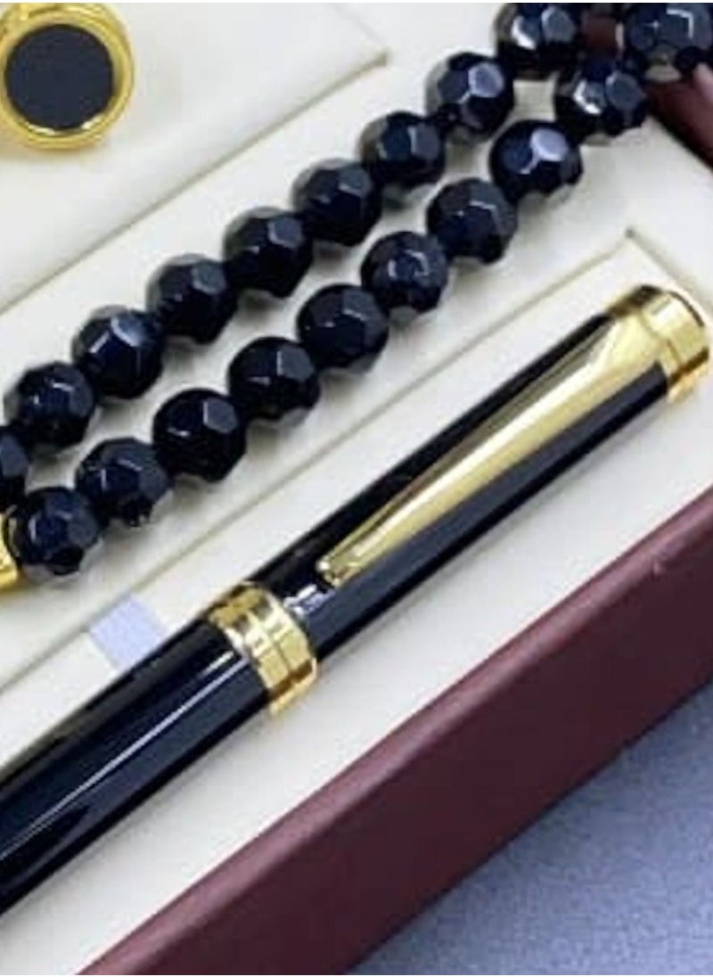 Rivoly - Gift Set Men's Watch Set of 4 Pieces Watch with Pen Set of Buttons - Image 1