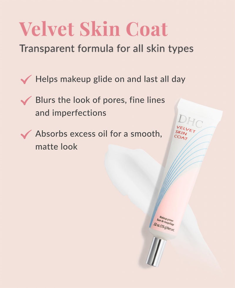 DHC Velvet Skin Coat, Mattifying Makeup Primer, Powder-Gel Formula, Minimizes look of pores, fine lines, and Imperfections, All skin types, Fragrance and Colorant Free, 0.52 oz. Net wt - Image 2