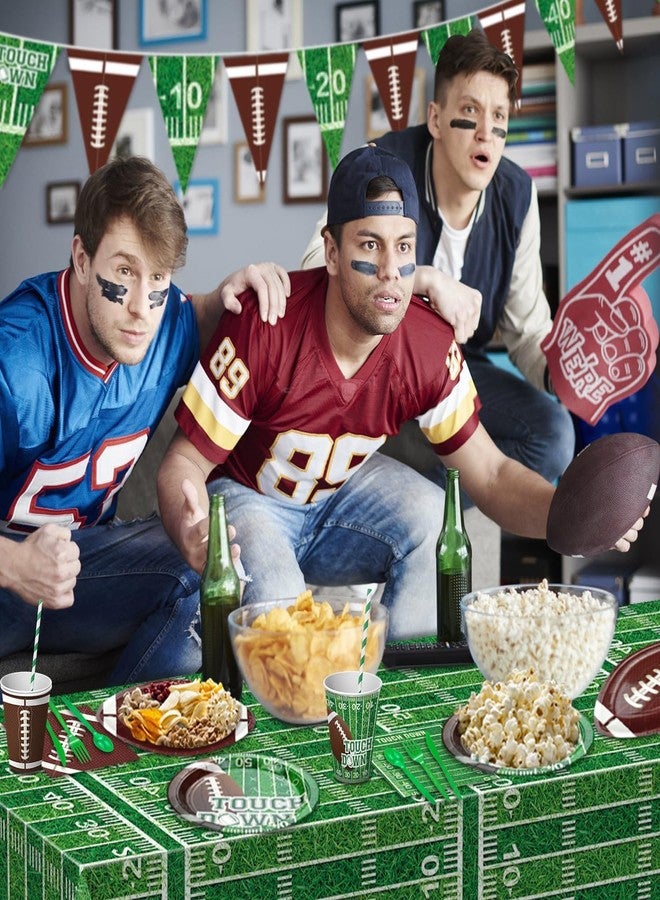 PIXHOTUL Football Party Decorations, Football Party Supplies with Football Plates, Napkins, Cups, Banner, Football Tablecloths for Football Birthday Party Tailgate Party Football Game Day, Serves 20 - Image 3