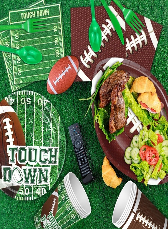 PIXHOTUL Football Party Decorations, Football Party Supplies with Football Plates, Napkins, Cups, Banner, Football Tablecloths for Football Birthday Party Tailgate Party Football Game Day, Serves 20 - Image 2