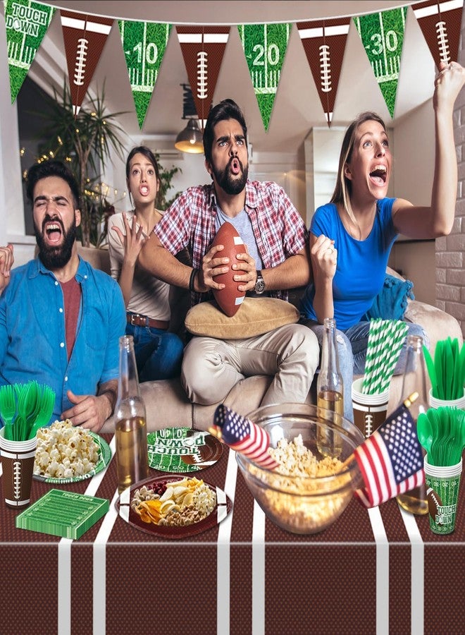 PIXHOTUL Football Party Decorations, Football Party Supplies with Football Plates, Napkins, Cups, Banner, Football Tablecloths for Football Birthday Party Tailgate Party Football Game Day, Serves 20 - Image 4