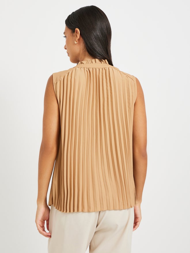 Take Two Take Two Pleated Sleeveless Tie-Up Neck Top  - Image 5
