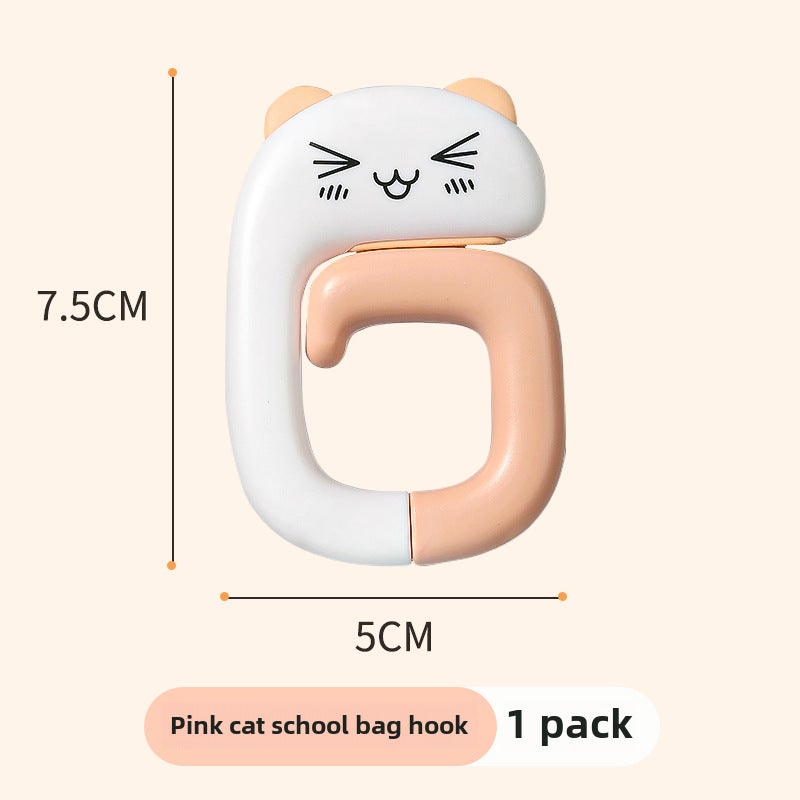 Portable No-Drill Desk Bag Hook Pink Cat 