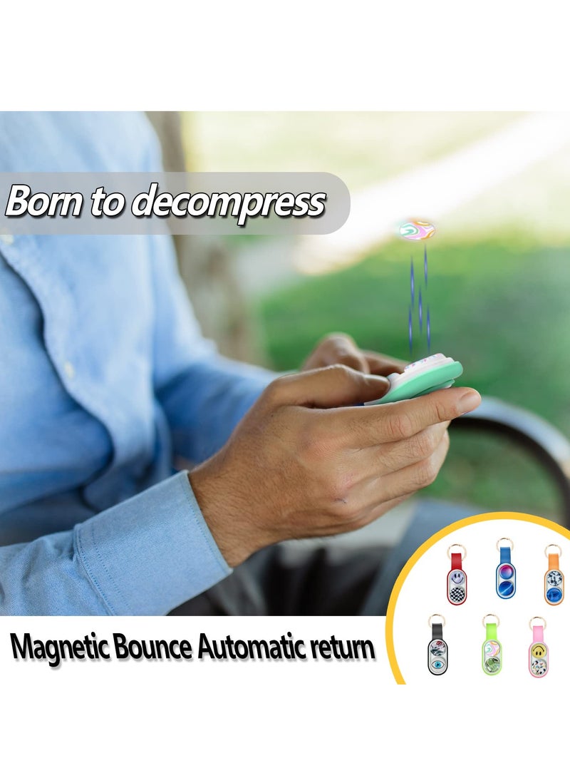 Excefore Magnetic Pop up Buckle Fidget Toy Finger Elastic Magnet Fidget Decompression Toy Anxiety Relief Portable Flip Click Toy Keychain Click Clack Fidget Toy for Kids Adults - Image 3