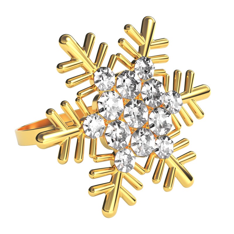 ZeeDix Set of 8 Gold Snowflake Christmas Napkin Rings for Dinning Table Setting- Rustic Dinner Tables Setting Decoration for Wedding Receptions  Christmas  Thanksgiving Holiday Party Dinner Parties - Image 1
