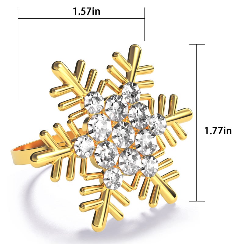 ZeeDix Set of 8 Gold Snowflake Christmas Napkin Rings for Dinning Table Setting- Rustic Dinner Tables Setting Decoration for Wedding Receptions  Christmas  Thanksgiving Holiday Party Dinner Parties - Image 3