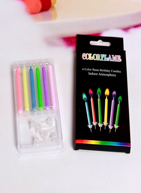 Colorful flame candles pack of 6 pairs for holiday cake decoration