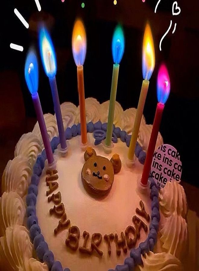 Colorful flame candles pack of 6 pairs for holiday cake decoration