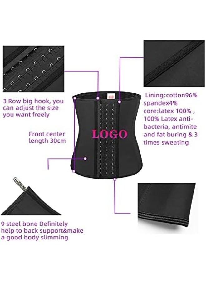 Latex Slimming Black 9 Steel Bone Belt Women Tummy Waist Trainer - Image 4