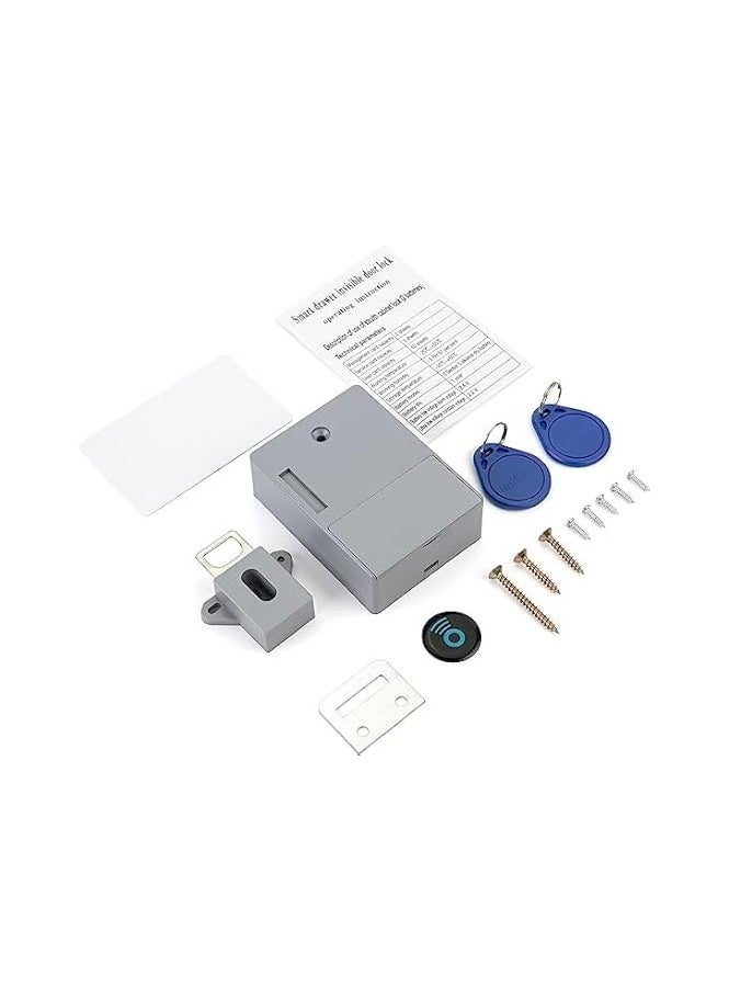 Electronic Cabinet Lock, DIY Hidden Lock for Wooden Cabinet Drawer Cupboard, RFID Card/ID Card Entry, Grey  - Image 3