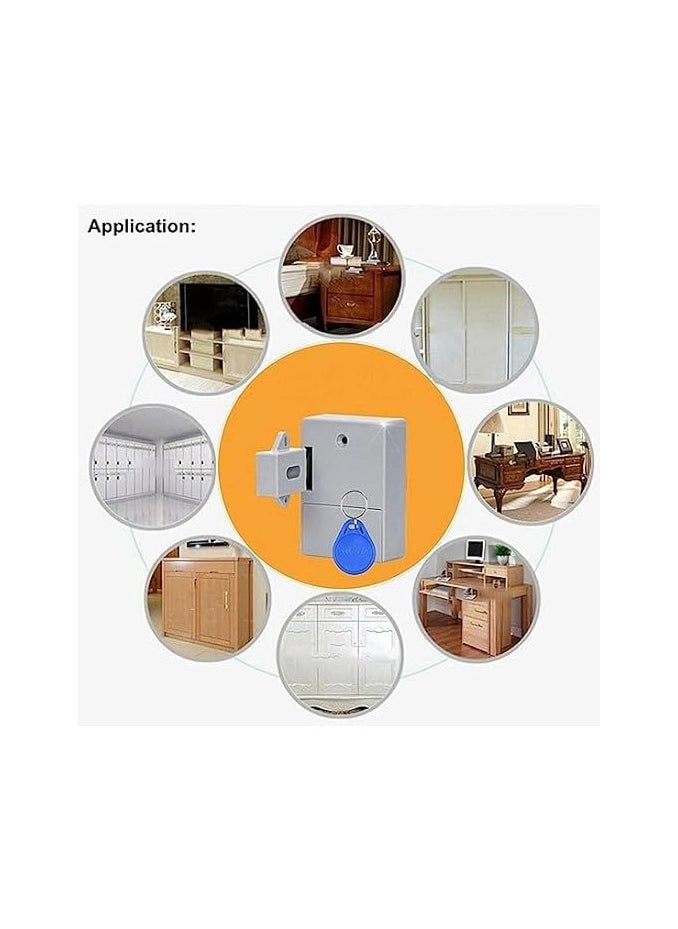 Electronic Cabinet Lock, DIY Hidden Lock for Wooden Cabinet Drawer Cupboard, RFID Card/ID Card Entry, Grey  - Image 5