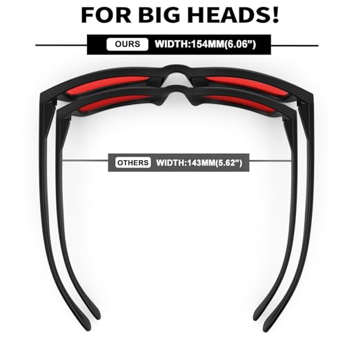 MAXJULI 99% Blue Light Glasses XXL Size Double Extra Large Z87 for Big Wide Heads Men (Red) - Image 2