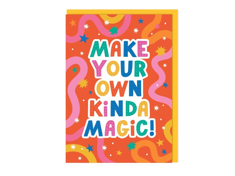 DottyBlack Make Your Own Kind of Magic Greeting Card | Inspirational Blank Card with Envelope | Blank Inside Motivational Card for Friendship, Encouragement, Success, Birthday & Personal Messages - Image 1