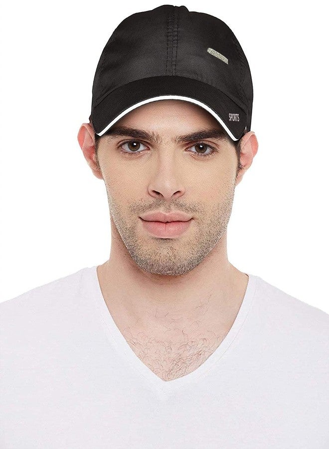 ILU Cap for Men Women Topi Unisex Head Branded Boy's Girl's Caps Adjustable Strap Summer Sports Cricket Gym Dance Cotton Free Size Woolen Fashion Baseball Hip hop Helmet Winter Snapback (Black) - Image 1