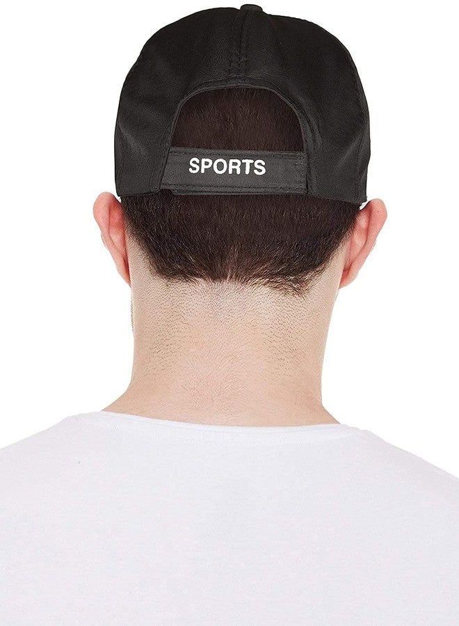 ILU Cap for Men Women Topi Unisex Head Branded Boy's Girl's Caps Adjustable Strap Summer Sports Cricket Gym Dance Cotton Free Size Woolen Fashion Baseball Hip hop Helmet Winter Snapback (Black) - Image 2