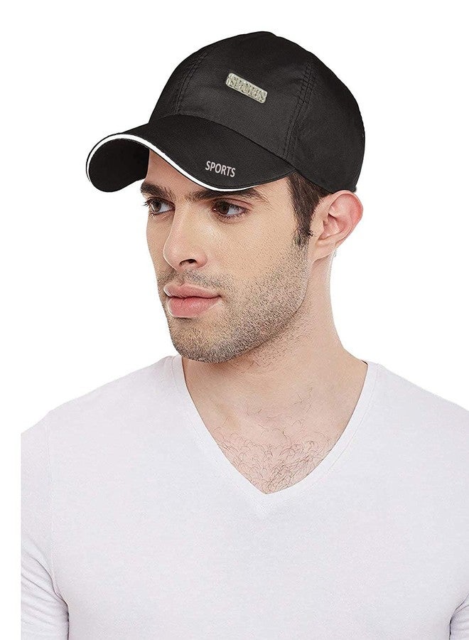 ILU Cap for Men Women Topi Unisex Head Branded Boy's Girl's Caps Adjustable Strap Summer Sports Cricket Gym Dance Cotton Free Size Woolen Fashion Baseball Hip hop Helmet Winter Snapback (Black) - Image 4
