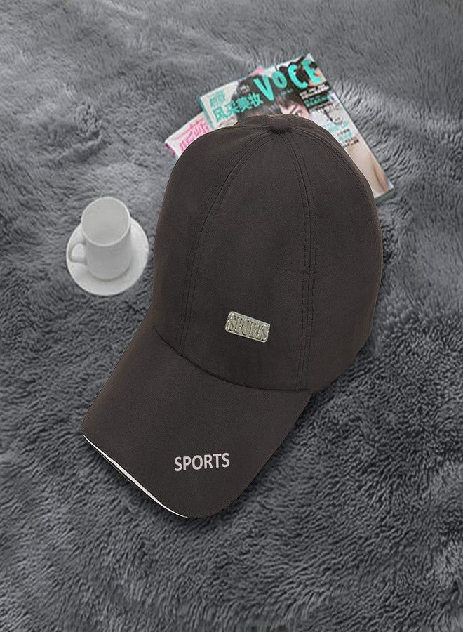 ILU Cap for Men Women Topi Unisex Head Branded Boy's Girl's Caps Adjustable Strap Summer Sports Cricket Gym Dance Cotton Free Size Woolen Fashion Baseball Hip hop Helmet Winter Snapback (Black) - Image 3