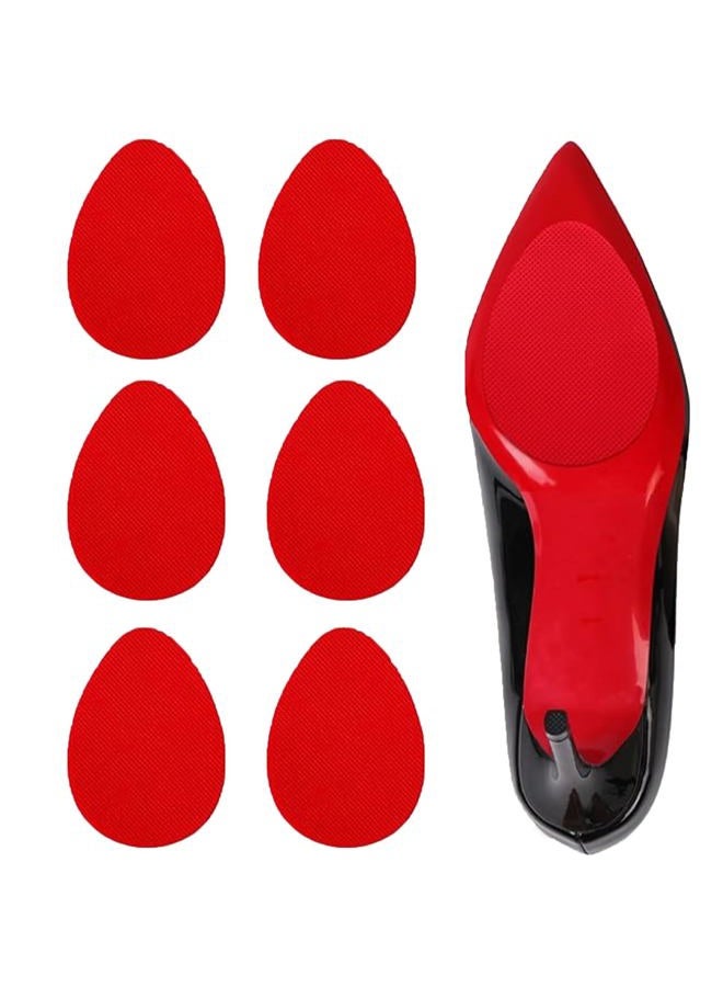 Ashoesert Non Slip Shoe Pads, Shoe Sole Protectors, Anti Slip Shoe Grips on Bottom of Shoes, Non Slip Shoe Bottom Stickers (Red - 3 Pairs) - Image 1