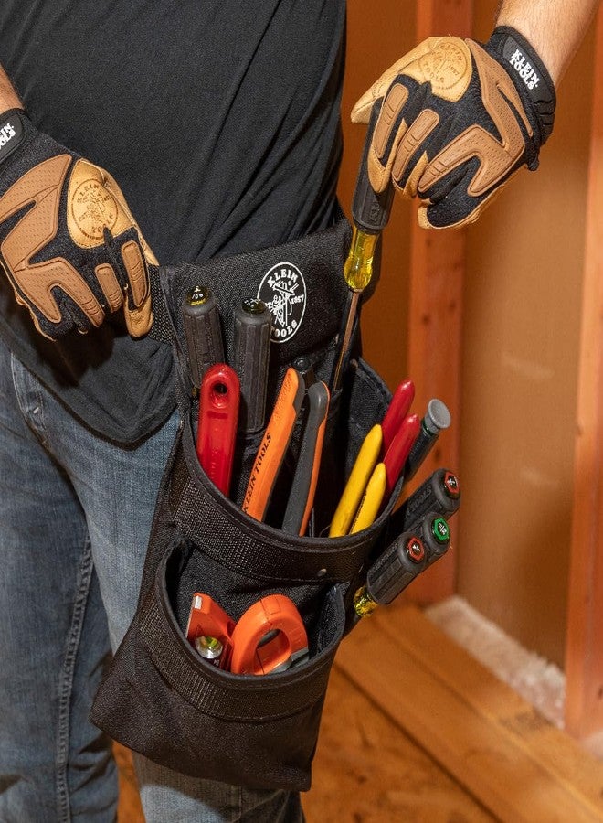 Klein Tools 5701 Tool Pouch, PowerLine Series Utility Pouch Fits Tool Belts up to 2.5-Inch, Strong Rivet Reinforced Stitching, 8-Pocket - Image 5