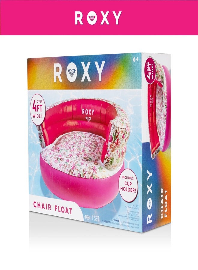 ROXY White Floral Pool Chair Float - Luxury Inflatable Lounger with Backrest & Cup Holder, Durable & Comfortable Pool Lounge Chair for Adults - Perfect for Pool, Beach, or Lake - Image 5