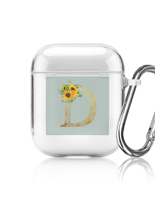 Stylizedd Classic Clear printed Case for Apple Airpods 2 / 1 Soft TPU Gel Thin Transparent Flexible Cover - Custom Monogram Initial Letter Mandala Floral Pattern Alphabet - D ( Light Green ) - Image 1