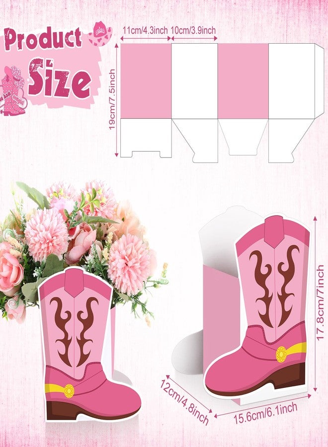 Weekgrat مجموعة من 8 صناديق زهور على شكل أحذية رعاة البقر الغربية، قطع مركزية، صناديق هدايا على شكل أحذية، زينة حفلات غربية، مزهريات، قطع مركزية للطاولة، لوازم حفلات الروديو، أعياد الميلاد، حفلات استقبال المولود، حفلات الزفاف (وردي) - Image 2