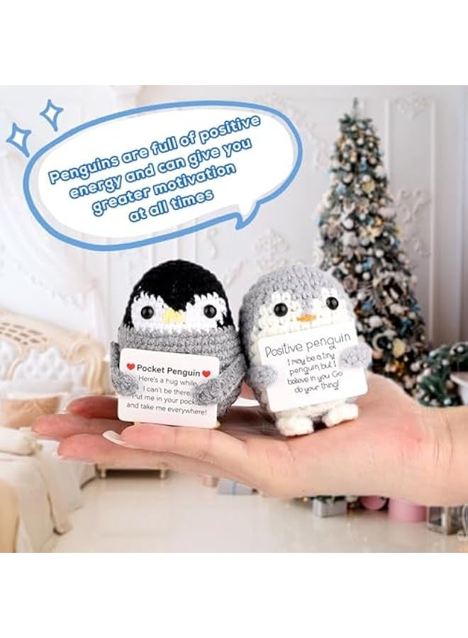 NIBEMINENT 2pcs Mini Positive Crochet Penguin, Emotional Penguin Funny Positive Support Penguin Hug Positive Knitted Potato Animals Knitted Penguin for Party Decoration Encouragement Gift - Image 5