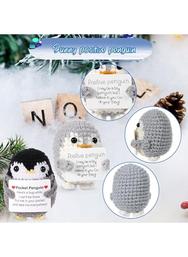 NIBEMINENT 2pcs Mini Positive Crochet Penguin, Emotional Penguin Funny Positive Support Penguin Hug Positive Knitted Potato Animals Knitted Penguin for Party Decoration Encouragement Gift - Image 3