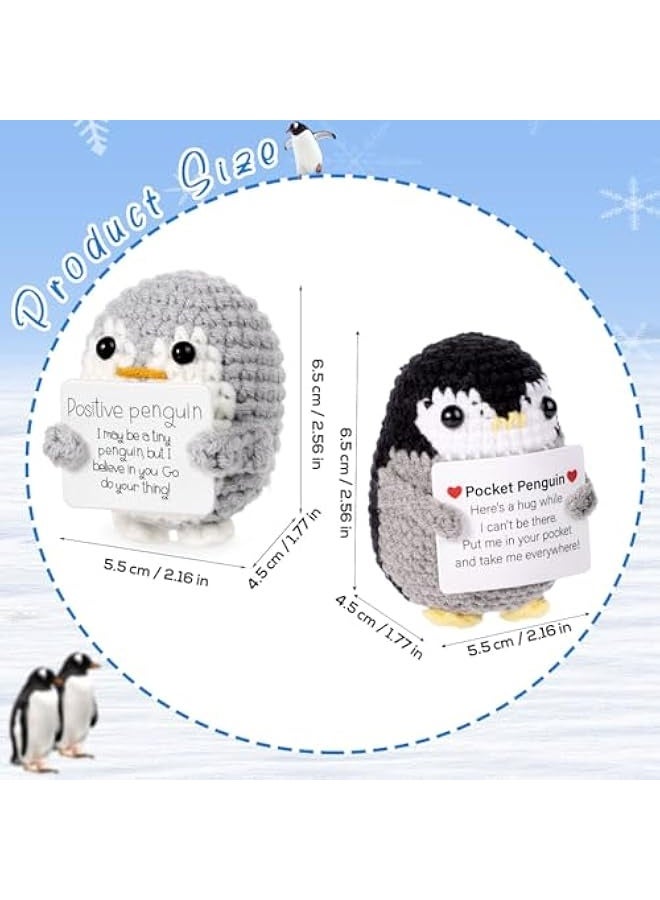 NIBEMINENT 2pcs Mini Positive Crochet Penguin, Emotional Penguin Funny Positive Support Penguin Hug Positive Knitted Potato Animals Knitted Penguin for Party Decoration Encouragement Gift - Image 2