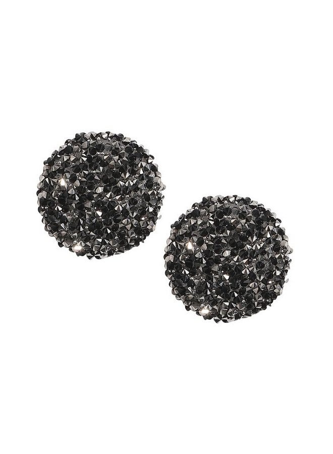 SOHI Women's Embellished Cluster Circular Stud Earrings For Casual Wear | Black Colour | Acrylic Material | Push Pin Closure | Artificial Stones Earrings | Fashion Stud Earrings For Woman & Girls - Image 1