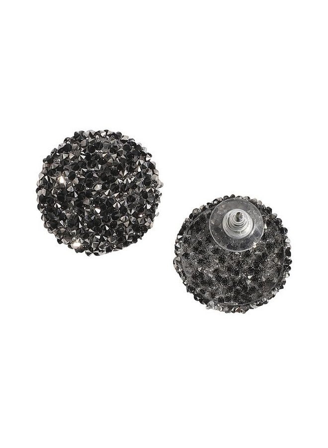SOHI Women's Embellished Cluster Circular Stud Earrings For Casual Wear | Black Colour | Acrylic Material | Push Pin Closure | Artificial Stones Earrings | Fashion Stud Earrings For Woman & Girls - Image 4