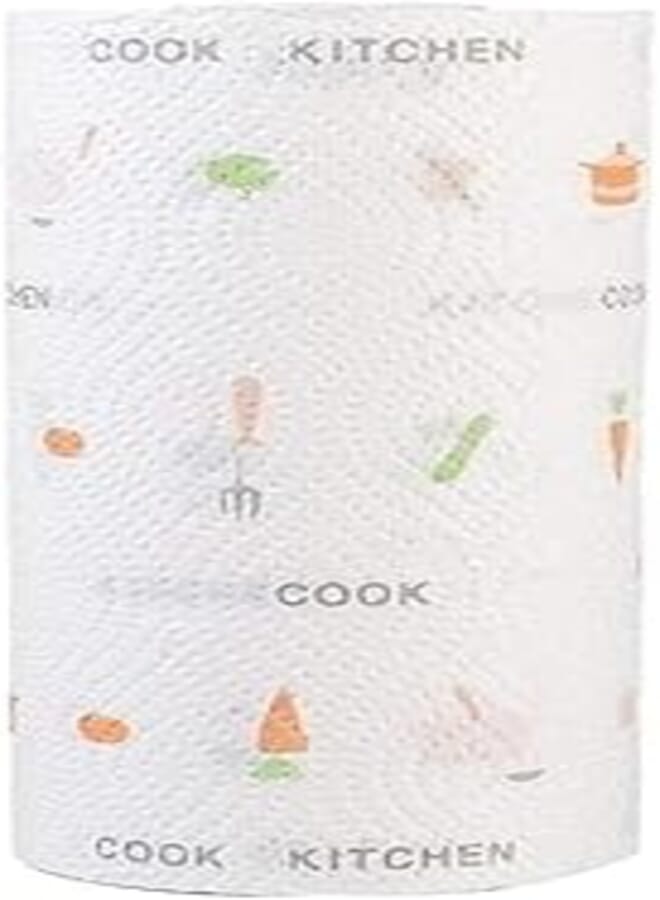 Non-Woven Reusable and Washable Kitchen Printed Tissue Roll Non-stick Oil Absorbing Paper Roll Kitchen Special Paper Towel Wipe Paper Dish Cloth Cleaning Cloth (500 sheets)